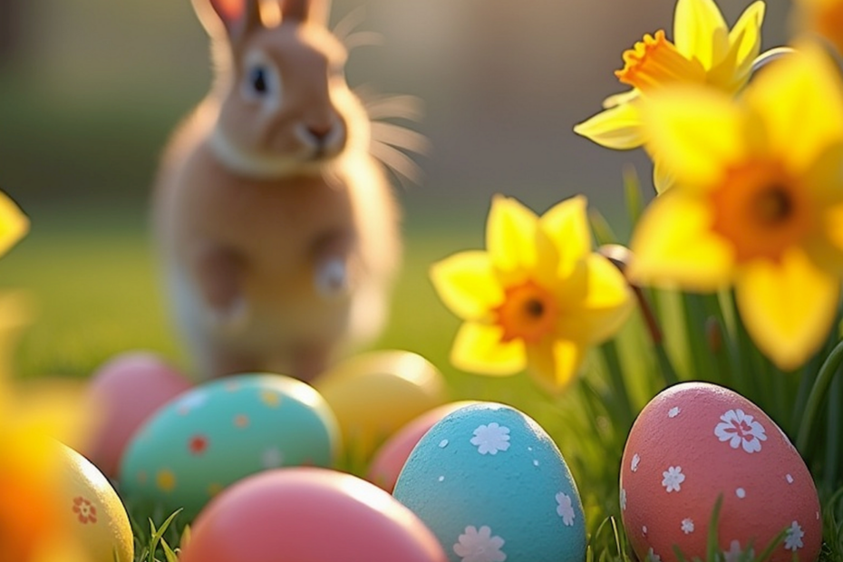 Velikonoční přání 2026 ke stažení - zajíček v trávě